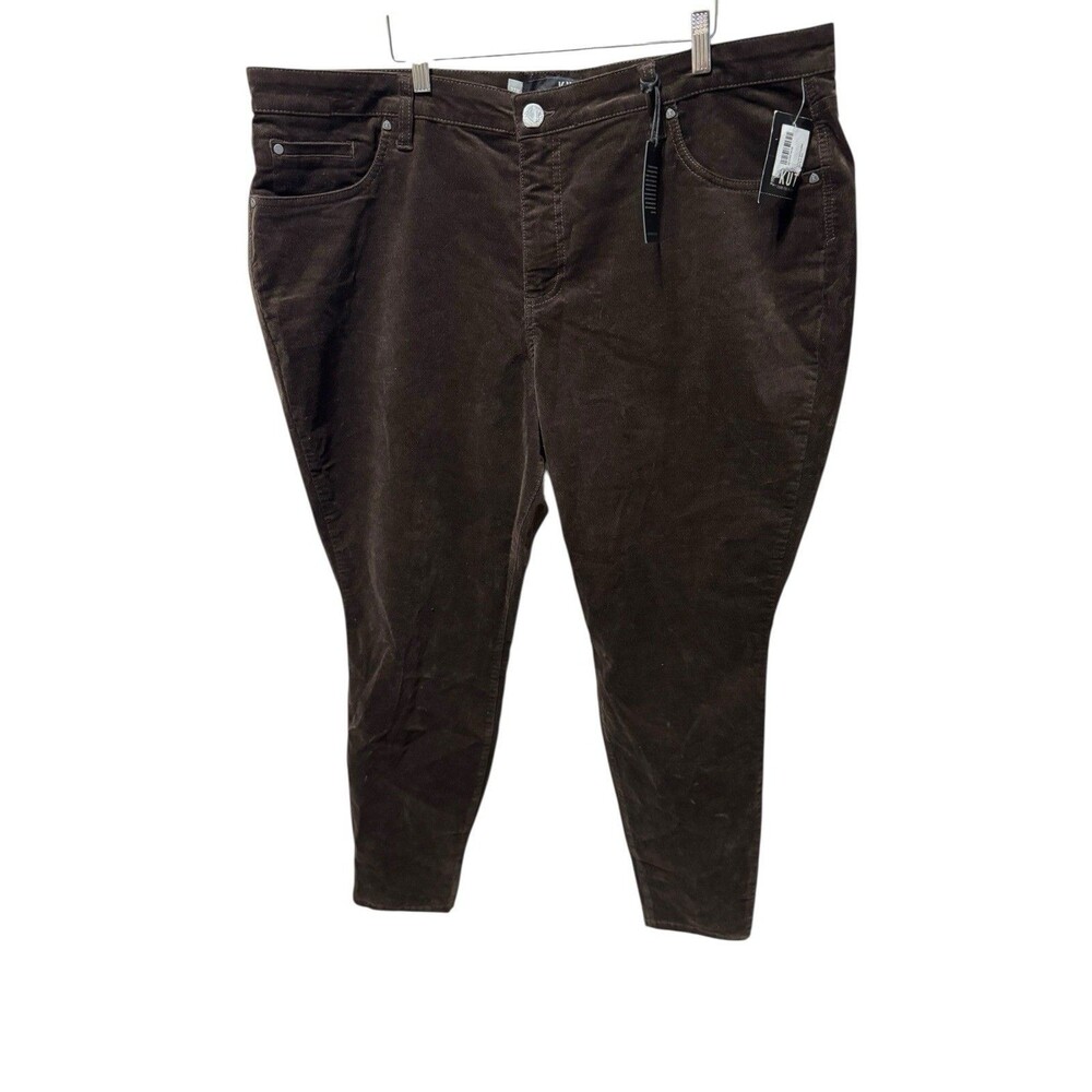 Kut From the Kloth Diana Corduroy Relaxed Skinny Pants Brown Size 22W NWT